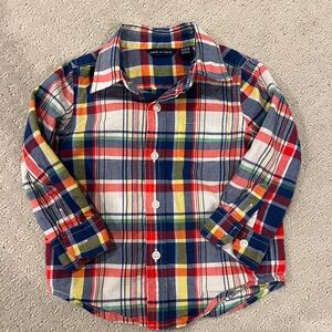 Janie & Jack Madras Plaid Button Down Oxford Shirt | 12-18 months
